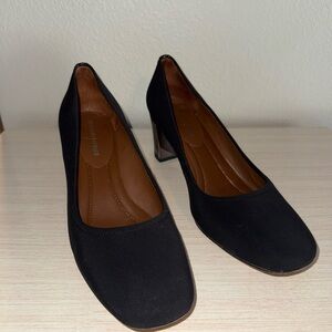Donald J. Pliner Black Suede Block Heel Pumps